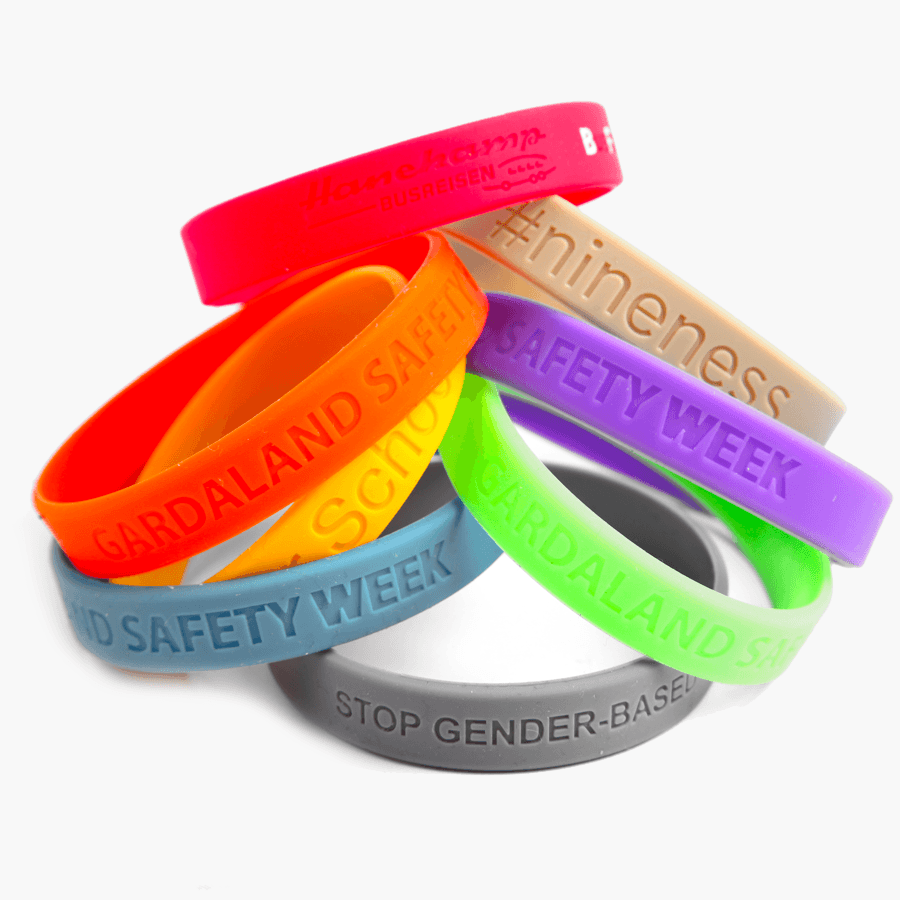 Silikoninės apyrankės su spaudiniu ir užpildu