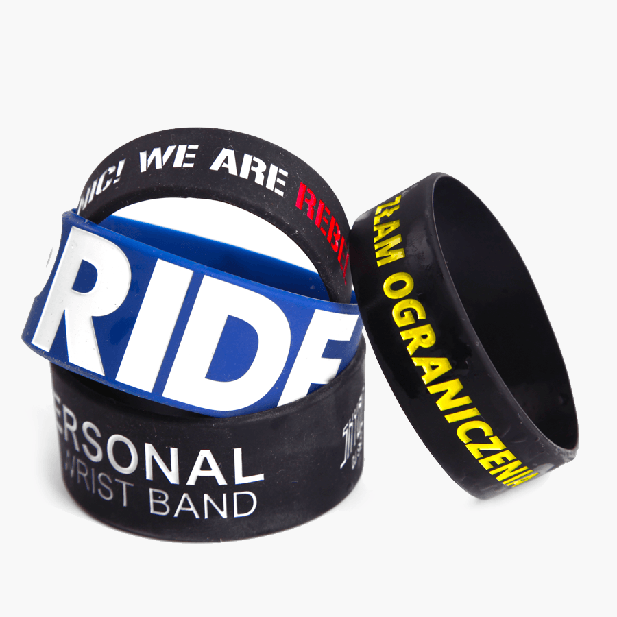 Silikoninės apyrankės su spaudiniu ir užpildu